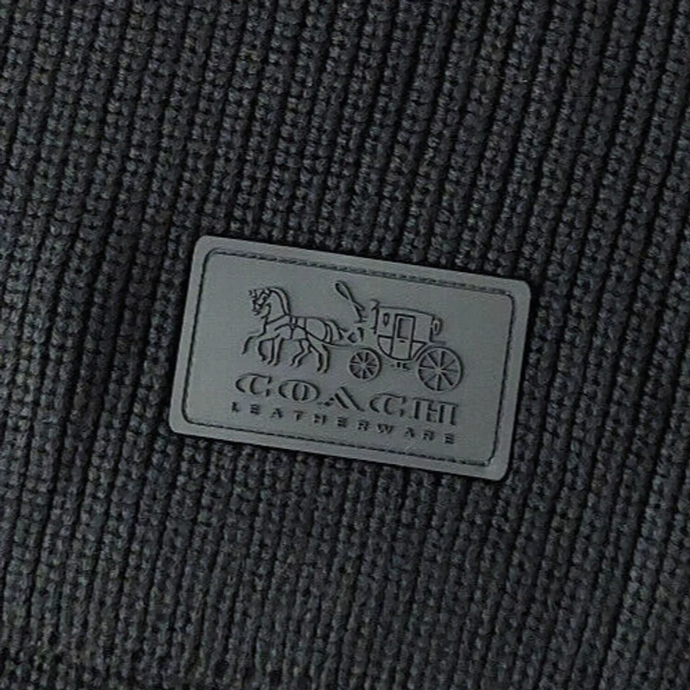 Coach Chunky Patch Long Wool Knit Scarf Black Fall Winter NWT - Picture 3 of 6